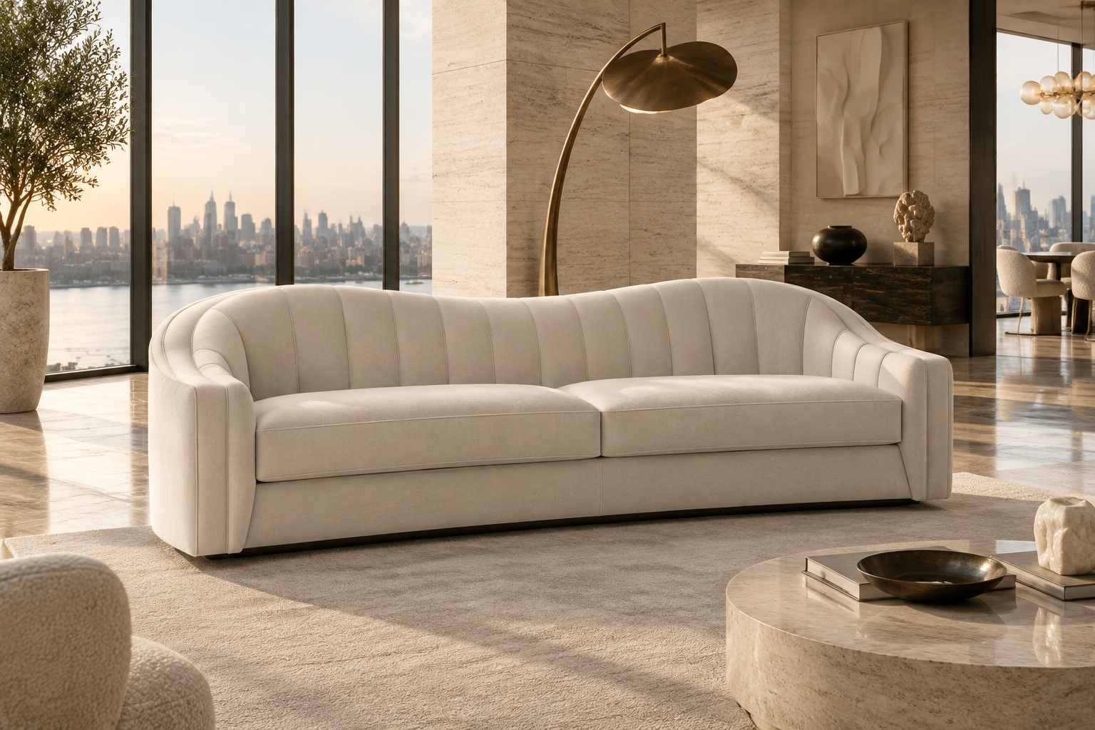 Veyra white sofa in a luxury modern living room