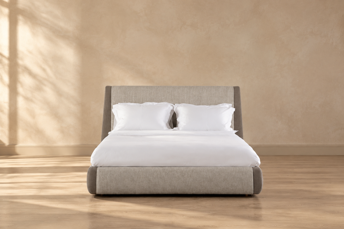 Aven bed in a luxury beige bedroom