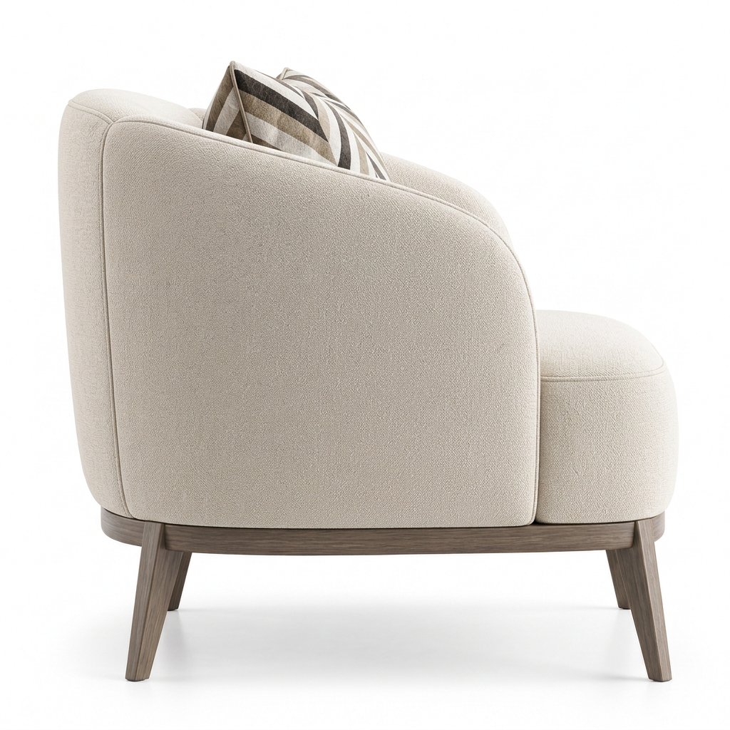 Arielle ivory armchair right side on white