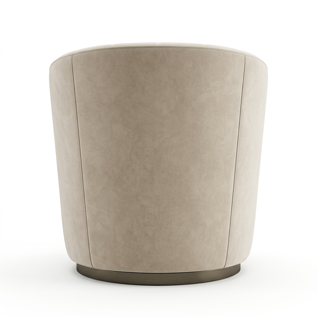 AI-reconstructed rear view of Calenne beige armchair on white