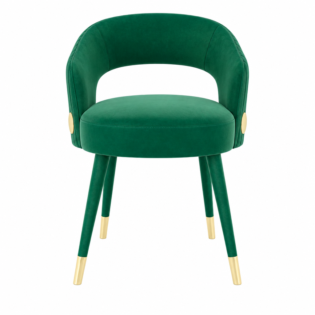 Esme green dining armchair front view on white