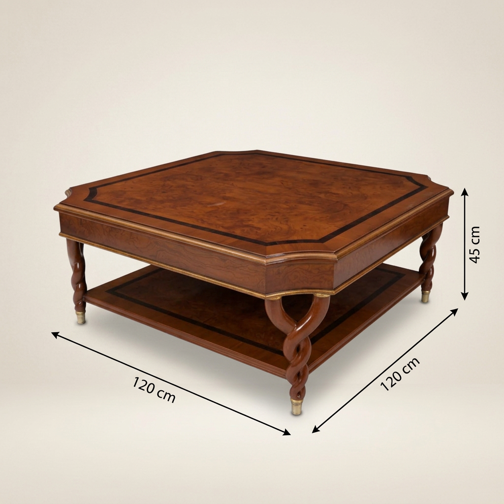 Valcour coffee table dimensions 120 cm wide by 120 cm deep by 45 cm high