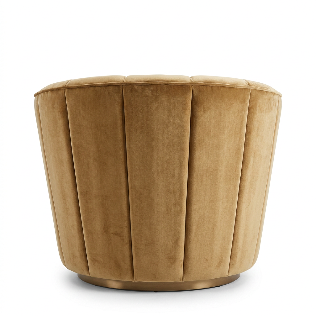 AI-reconstructed rear view of Tavelle mustard armchair