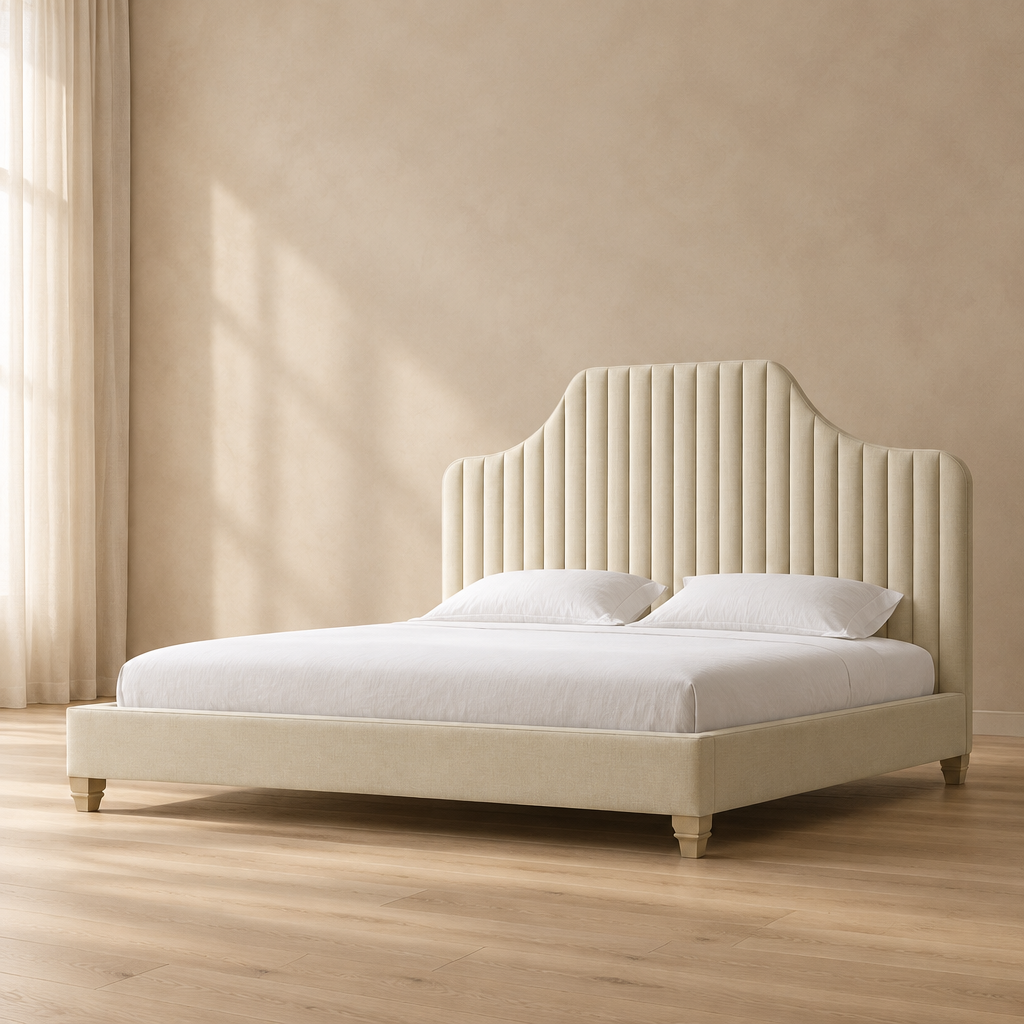 Seren beige upholstered bed