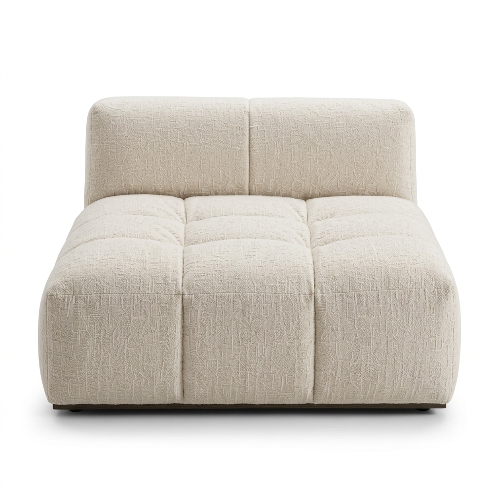 Avero ivory tufted bouclé armless modular chair front view