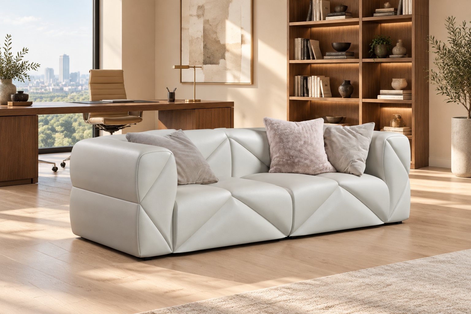 Varen two-seater sofa in a modern home office