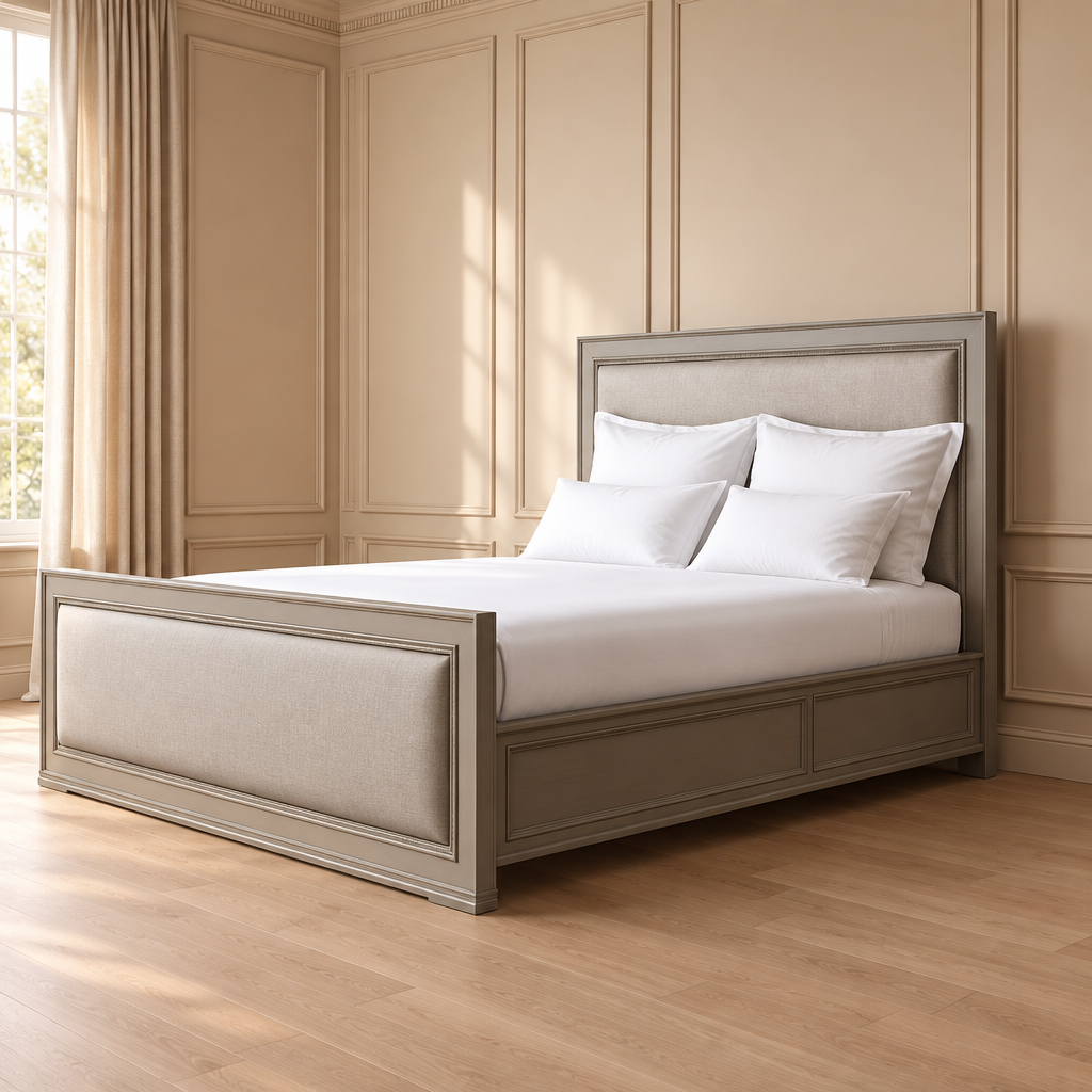 Evren grey framed upholstered bed