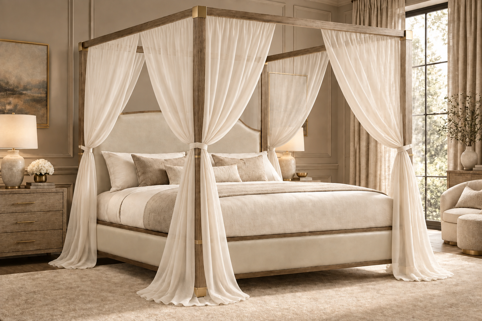 Grand Canopy Bed – Timeless Elegance with Modern Luxury