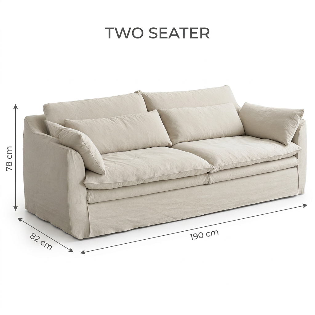 Celeste two-seater dimensions 190 cm wide by 82 cm deep by 78 cm high