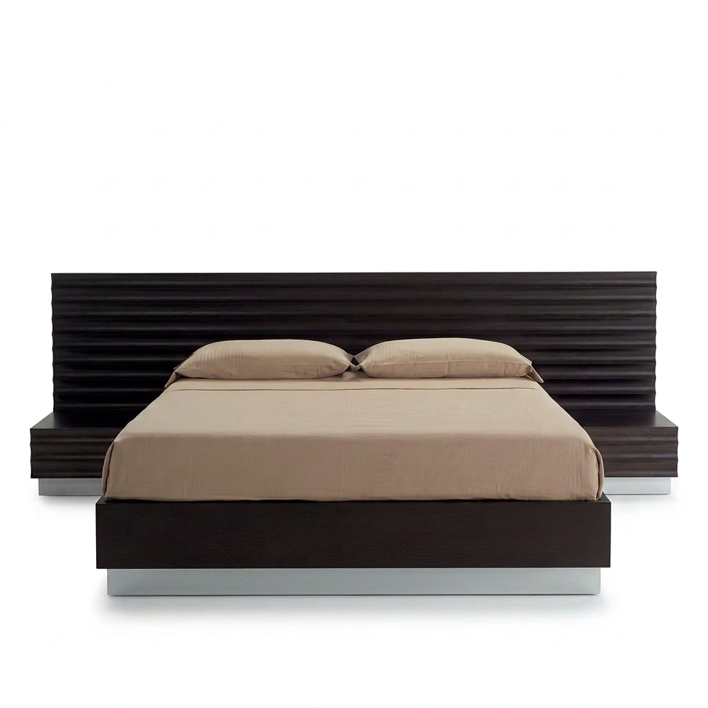 Riven bed front view on white background