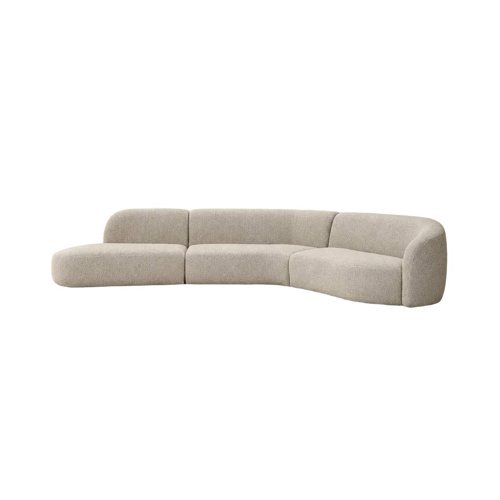 Savia white curved modular sofa front view