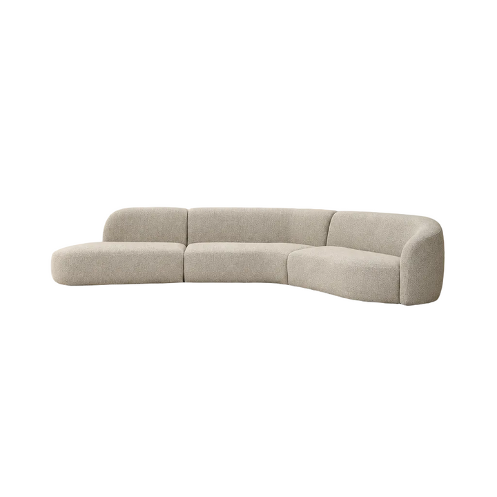 Savia white curved modular sofa front view