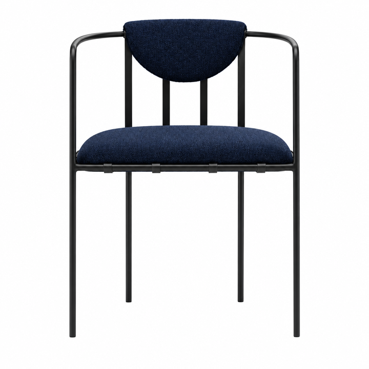 Orin navy metal-frame armchair front view on white