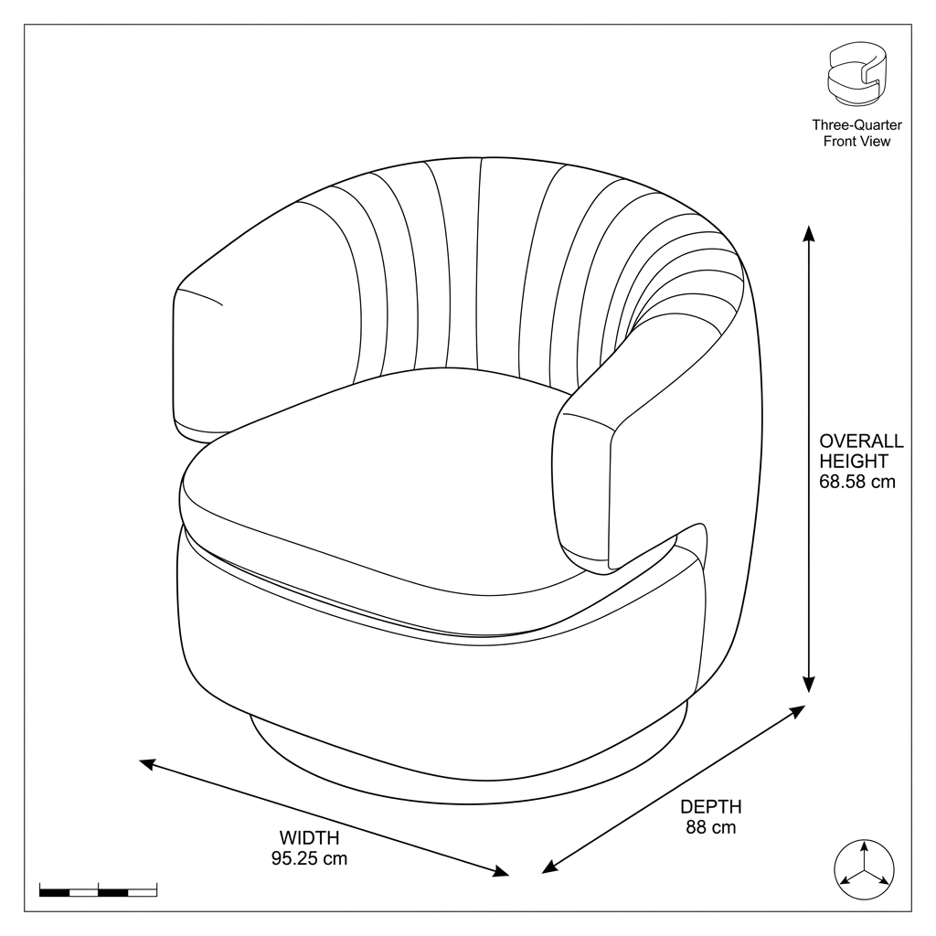 Avielle dimensions: width 95.25 cm, depth 88 cm, overall height 68.58 cm