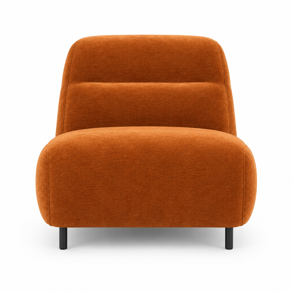 Ember Chenille Slipper Chair front view in burnt orange on white