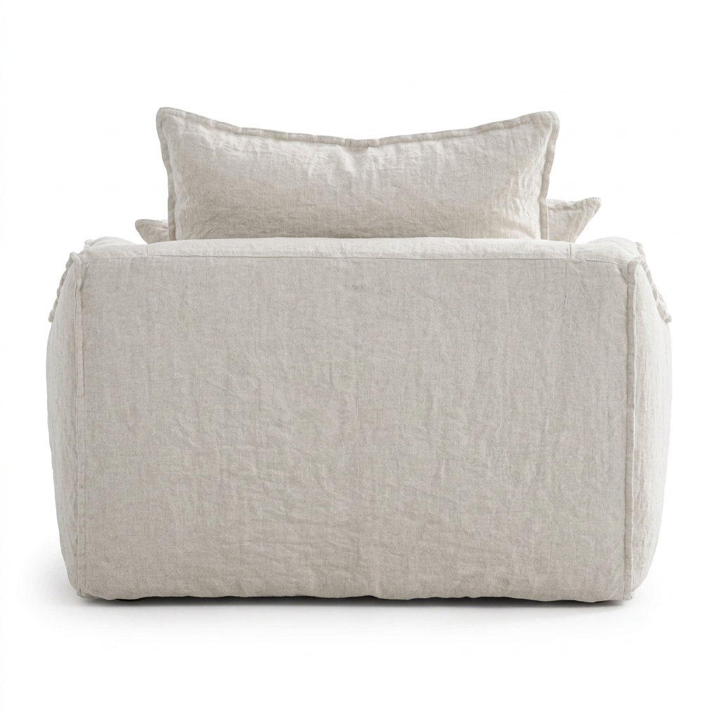 Avelis ivory washed linen armchair back view