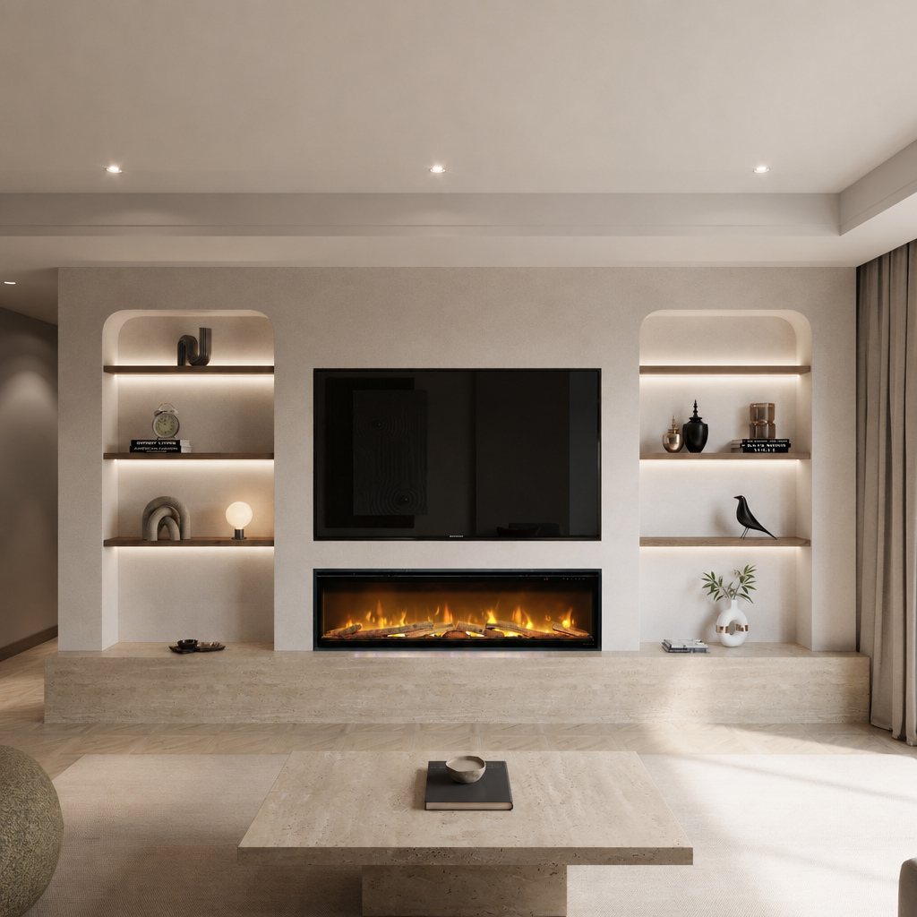 Verona Bespoke TV Media Wall, front view with no TV-screen logo