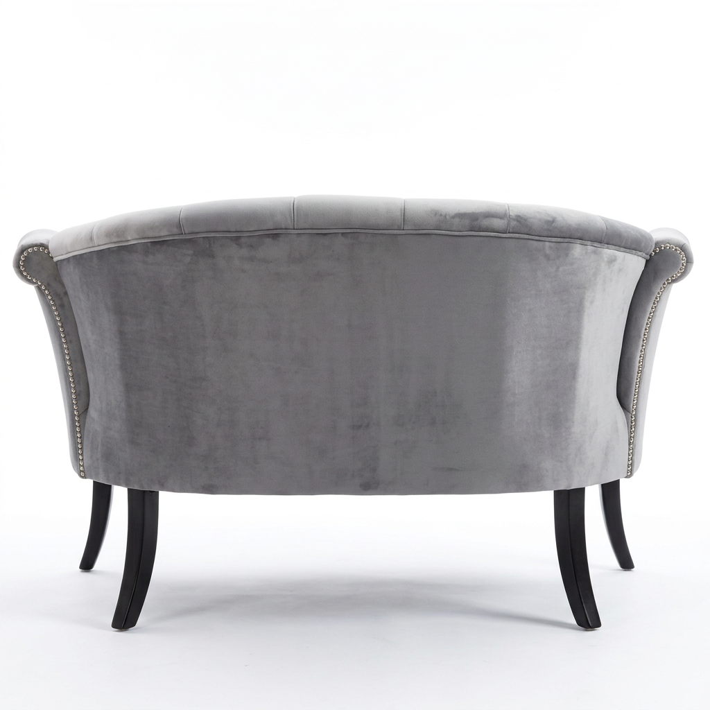 AI-reconstructed rear view of Serelle grey armchair