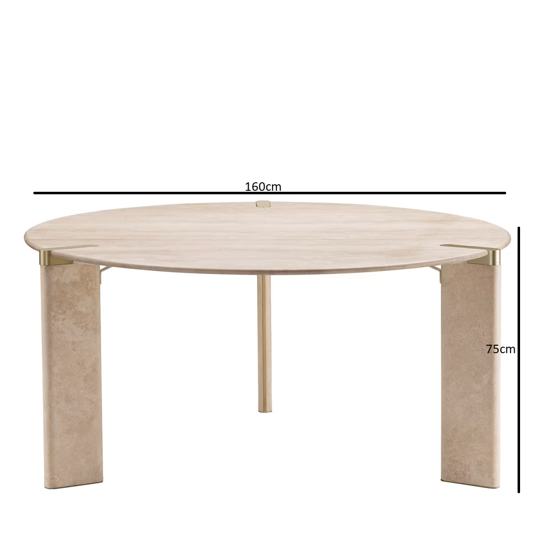 Elvara Beige Round Dining Table
