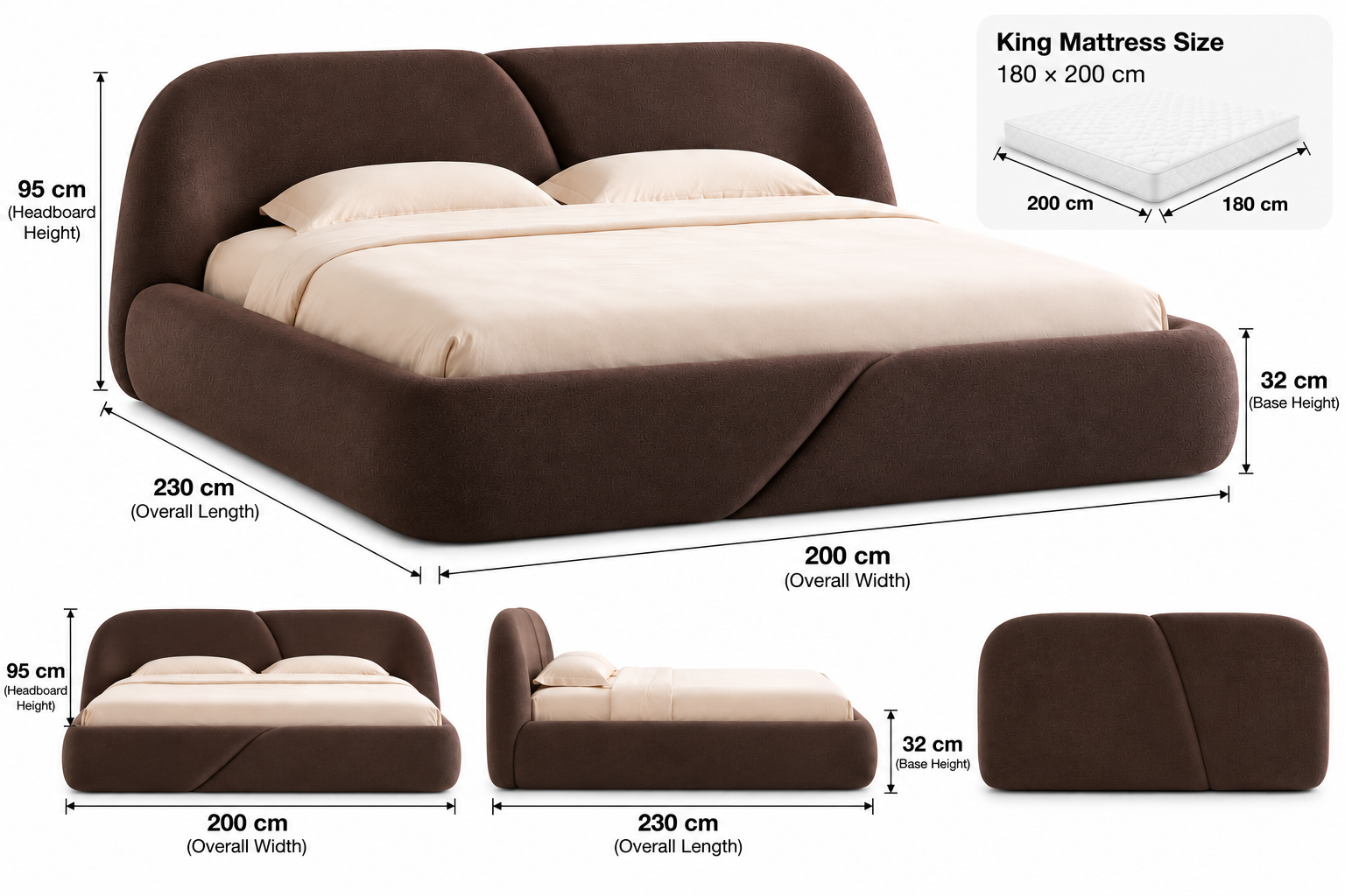 Sovelle Bed - Sculptural Upholstered Platform Bed