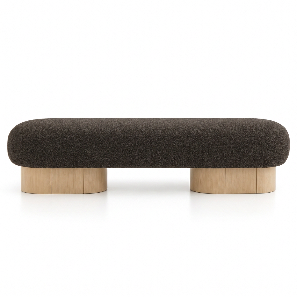 Lana bench, straight-on front view on a white background
