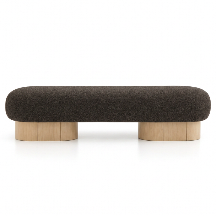 Lana bench, straight-on front view on a white background