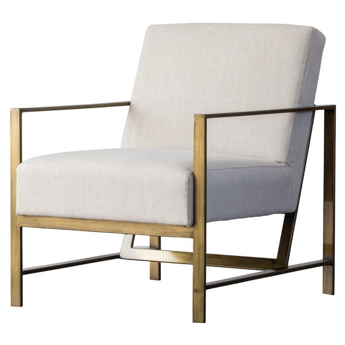 Larissa Brushed Gold Armchair / Premium Upholstery.