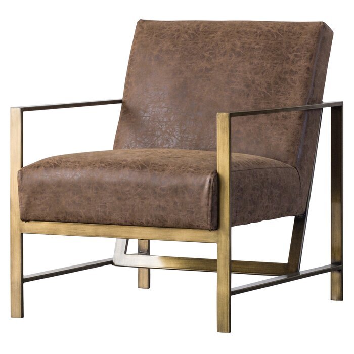 Larissa Brushed Gold Armchair / Premium Upholstery.