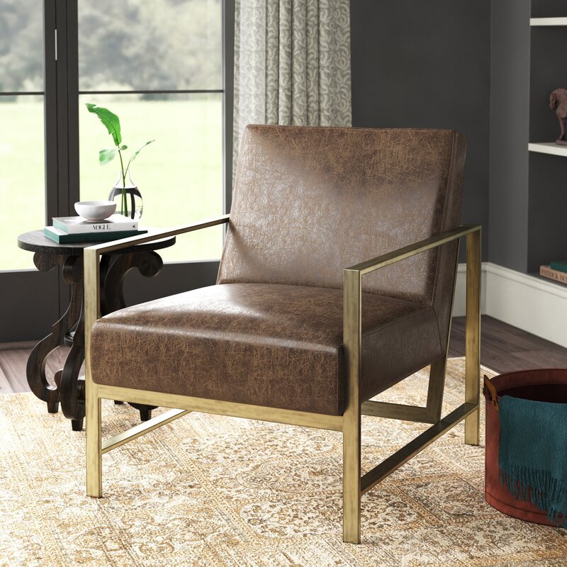 Larissa Brushed Gold Armchair / Premium Upholstery.