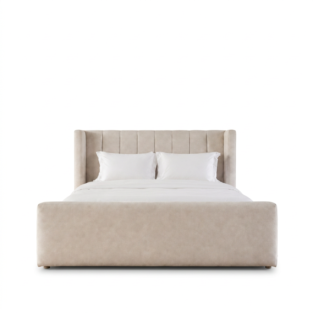 Linden bed, straight-on front view on a white background