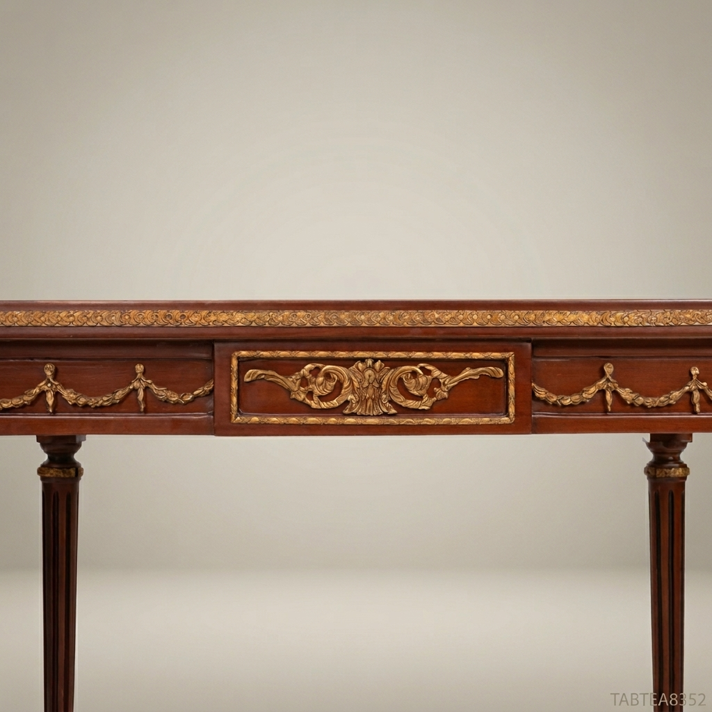 Valcour Neoclassical Marquetry Tea Table