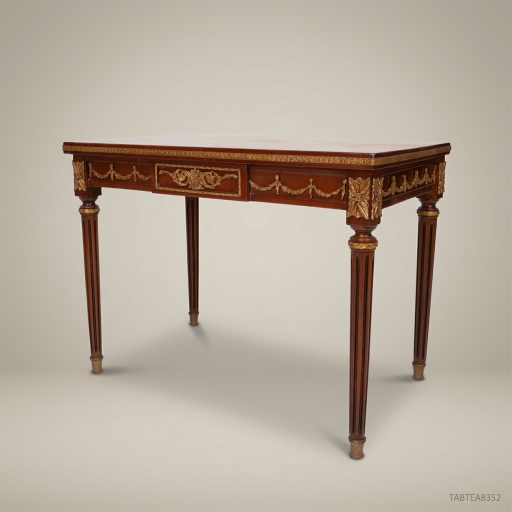 Valcour Neoclassical Marquetry Tea Table