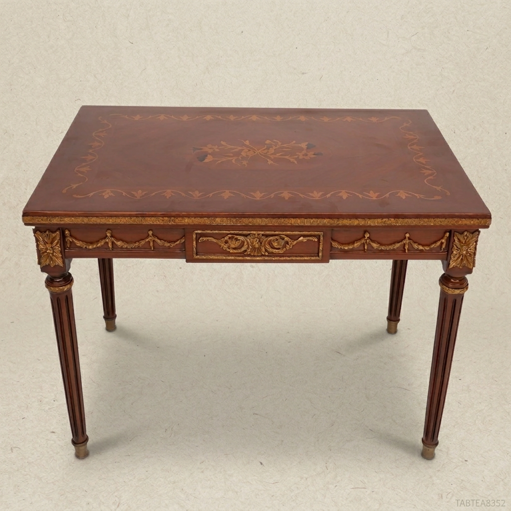 Valcour Neoclassical Marquetry Tea Table