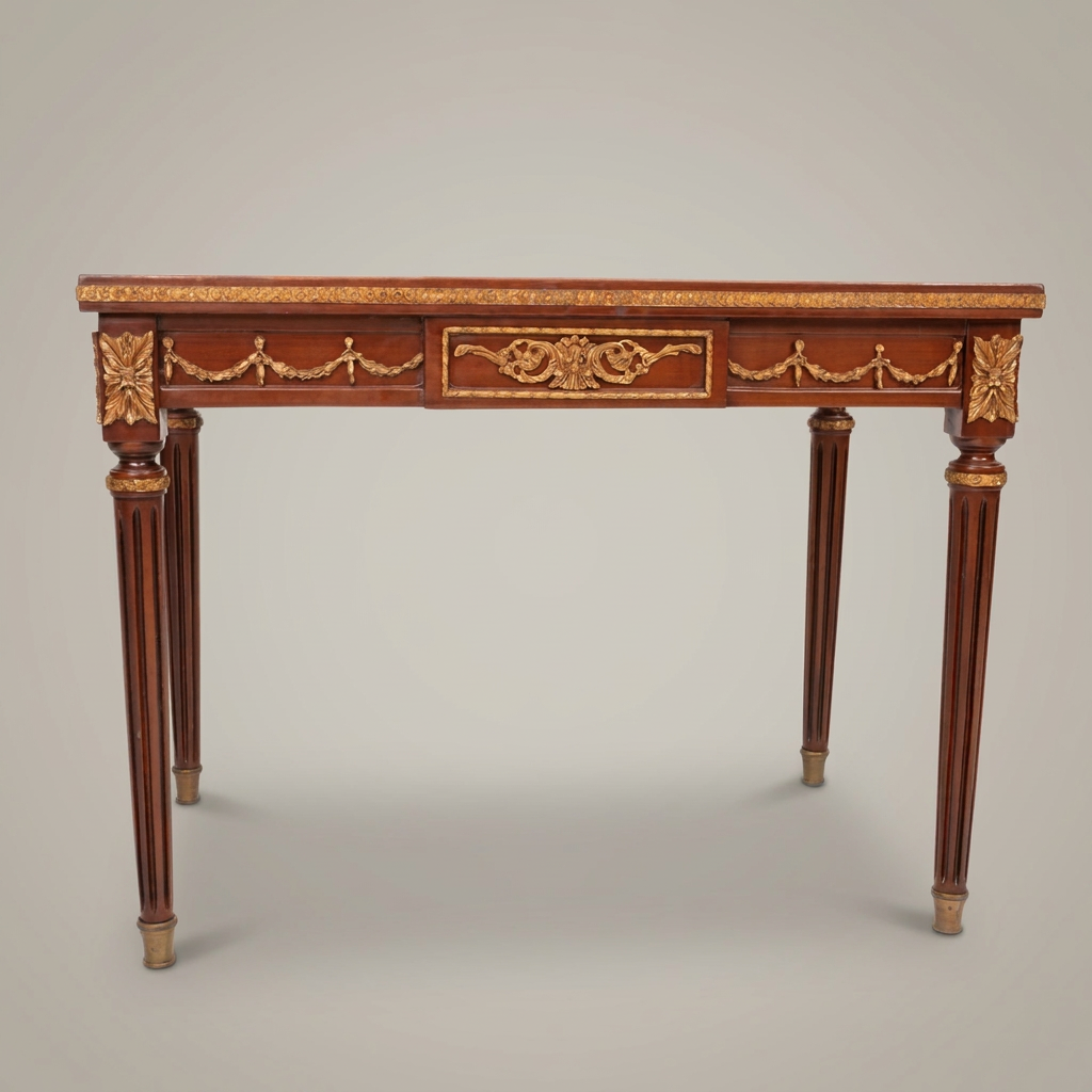 Valcour Neoclassical Marquetry Tea Table