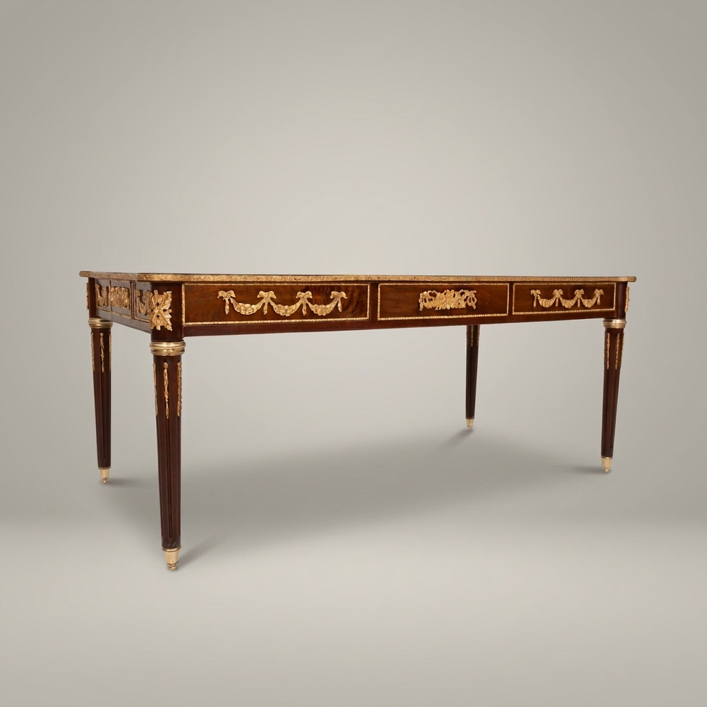 Montreval Neoclassical Mahogany Writing Desk