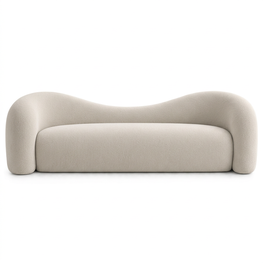 Lucca sofa, straight-on front view on a white background