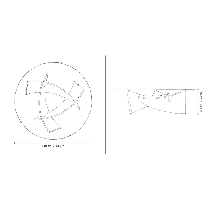 Lunar Cross Legs Centre Table / 110 CM R