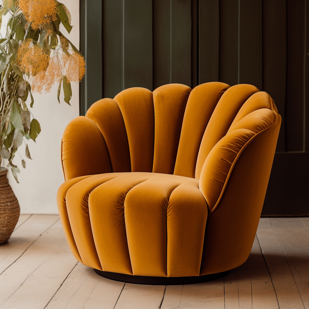 Iselle Scalloped Velvet Armchair