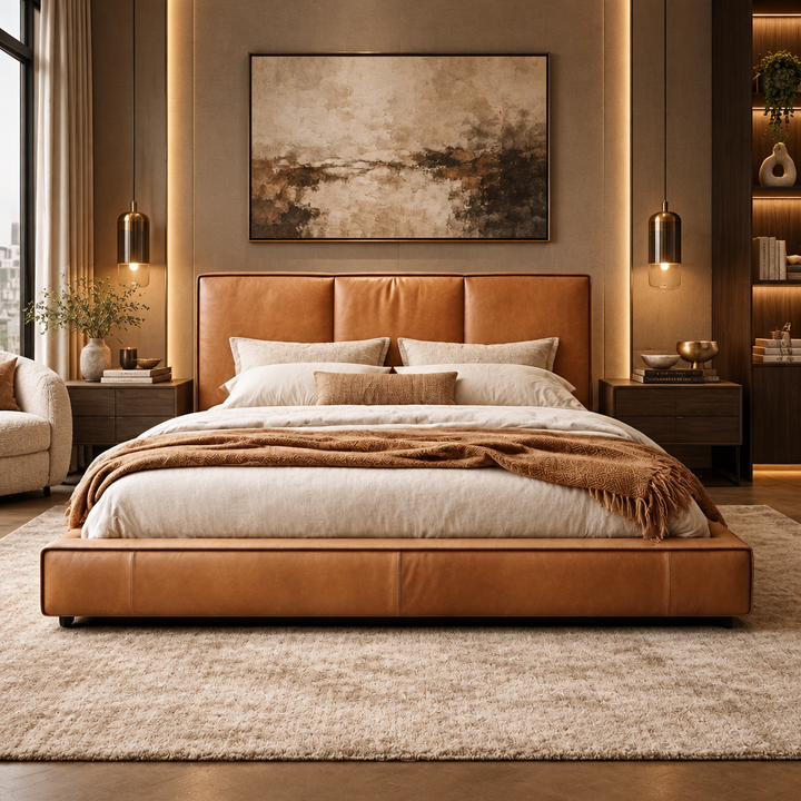 Maple Leather Bed