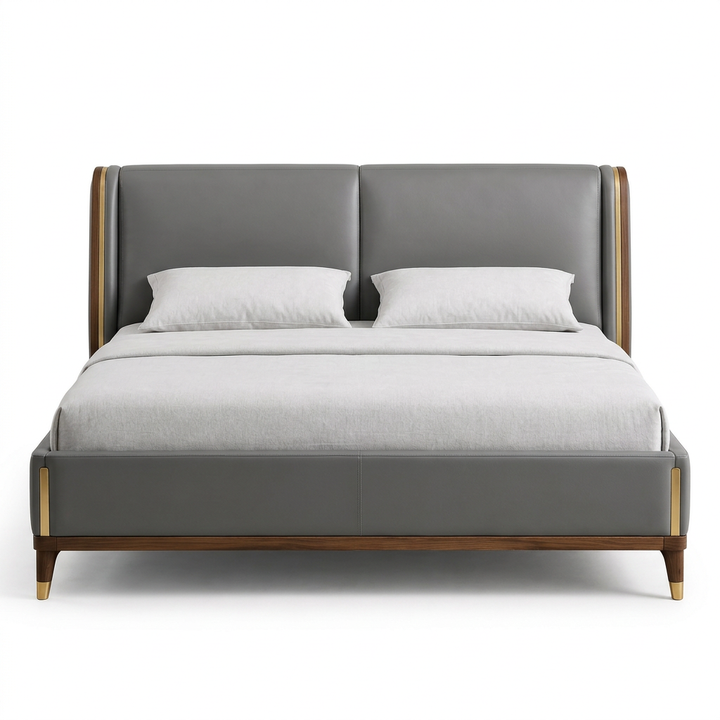 Milano bed, straight-on front view on a white background