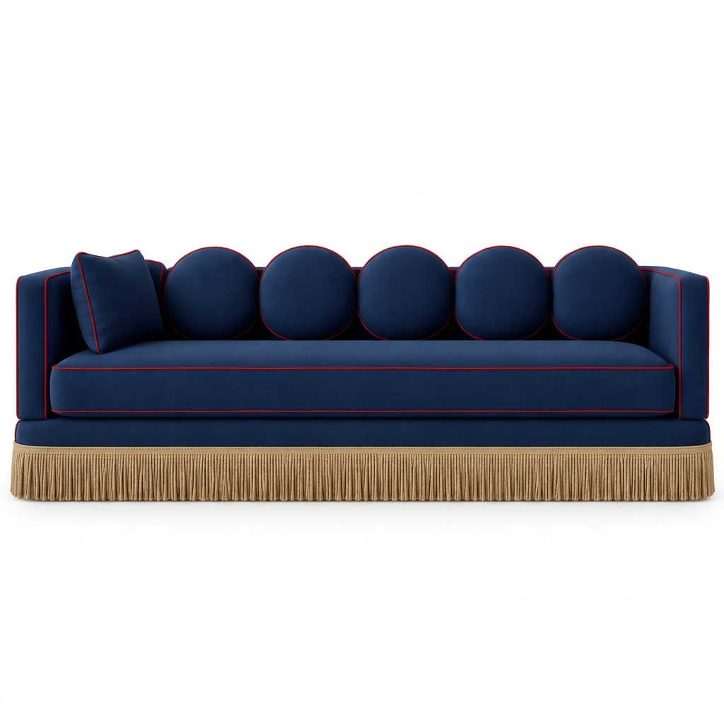 Milena sofa, straight-on front view on a white background
