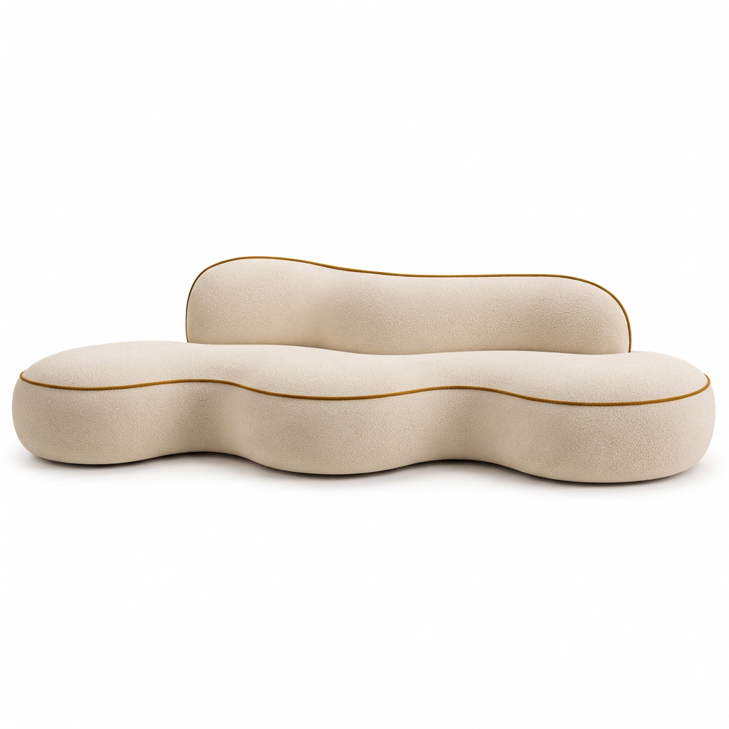 Monroe sofa, straight-on front view on a white background
