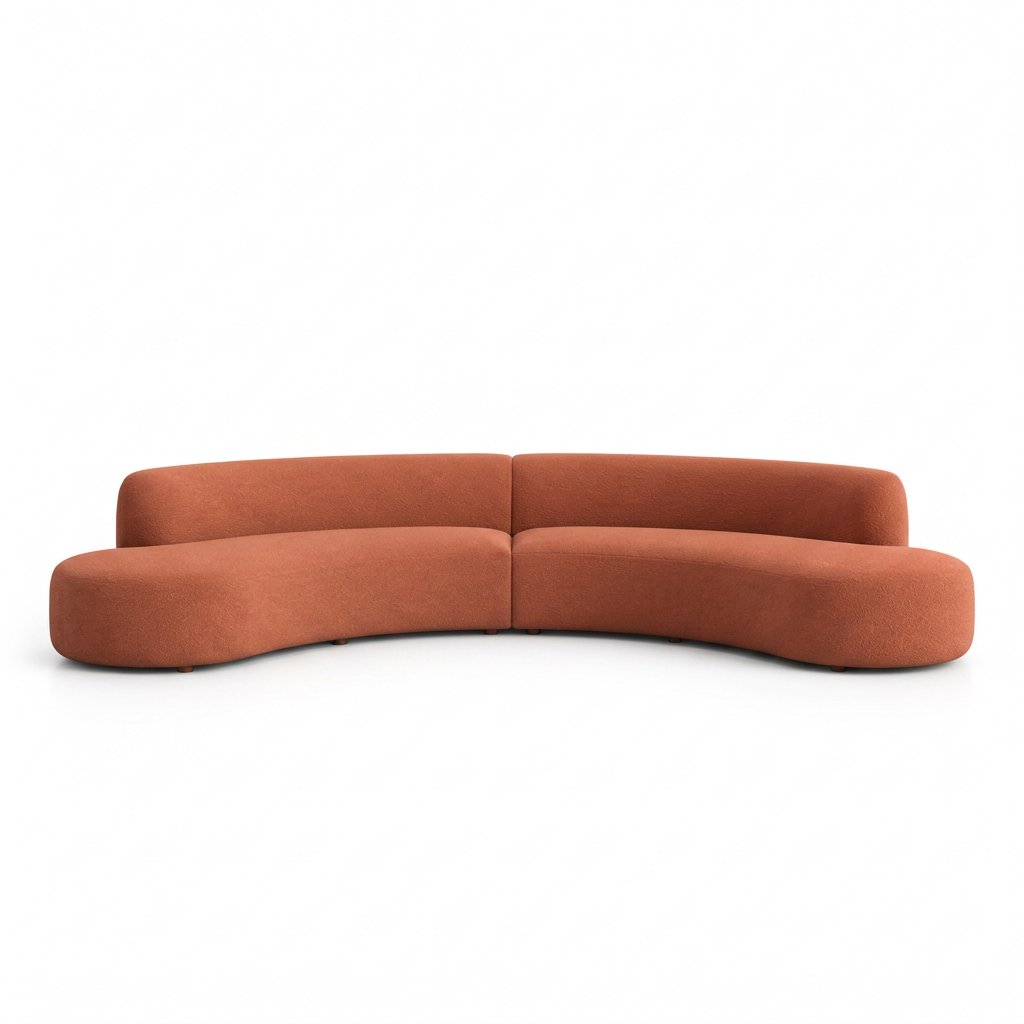 Nikita sofa, straight-on front view on a white background