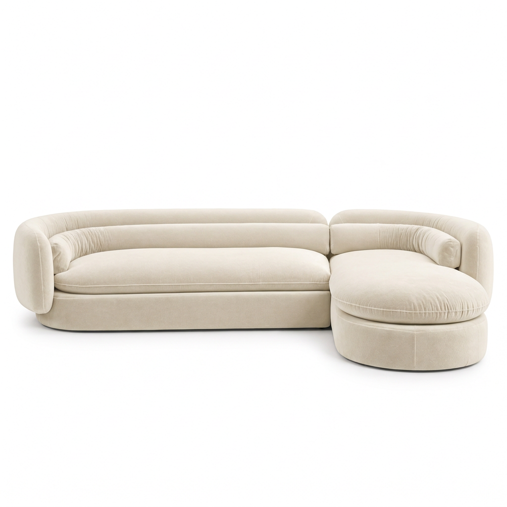 Nikolai L-shape sofa, straight-on front view on a white background
