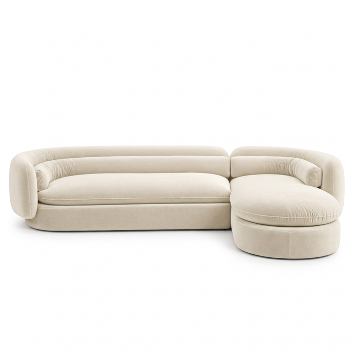 Nikolai L-shape sofa, straight-on front view on a white background