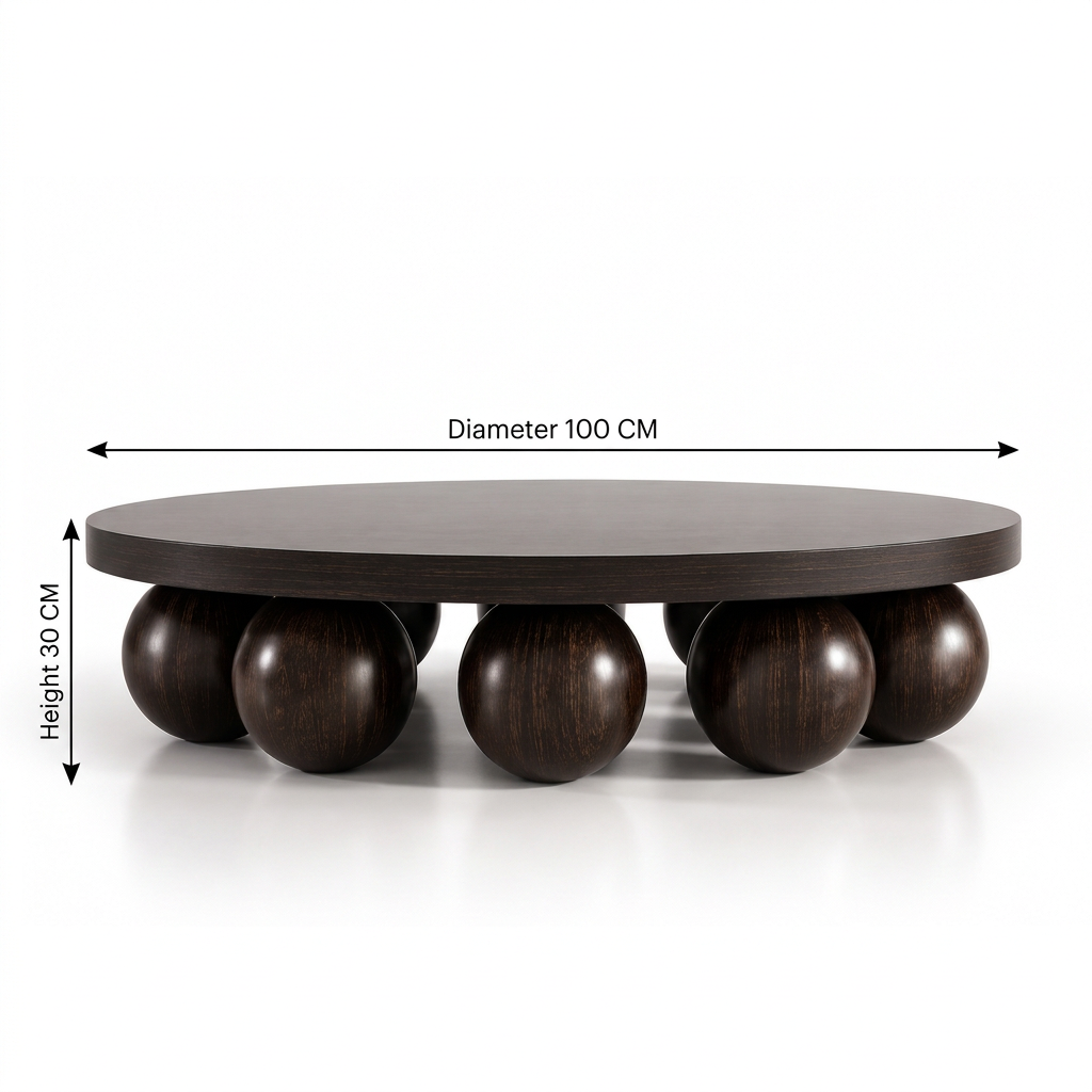Orlo coffee table dimensions, 100 cm diameter and 30 cm height