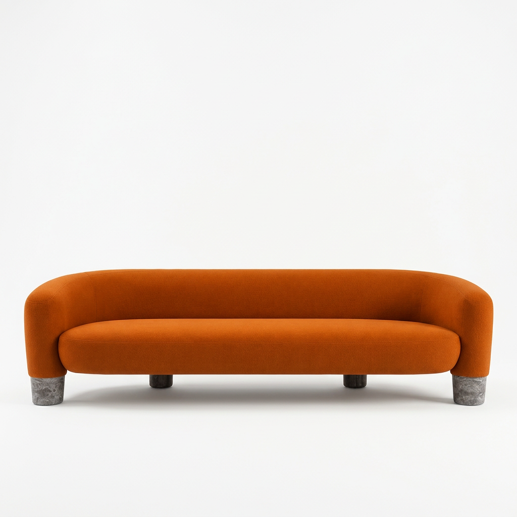 Oryn sofa, head-on front view on a white background