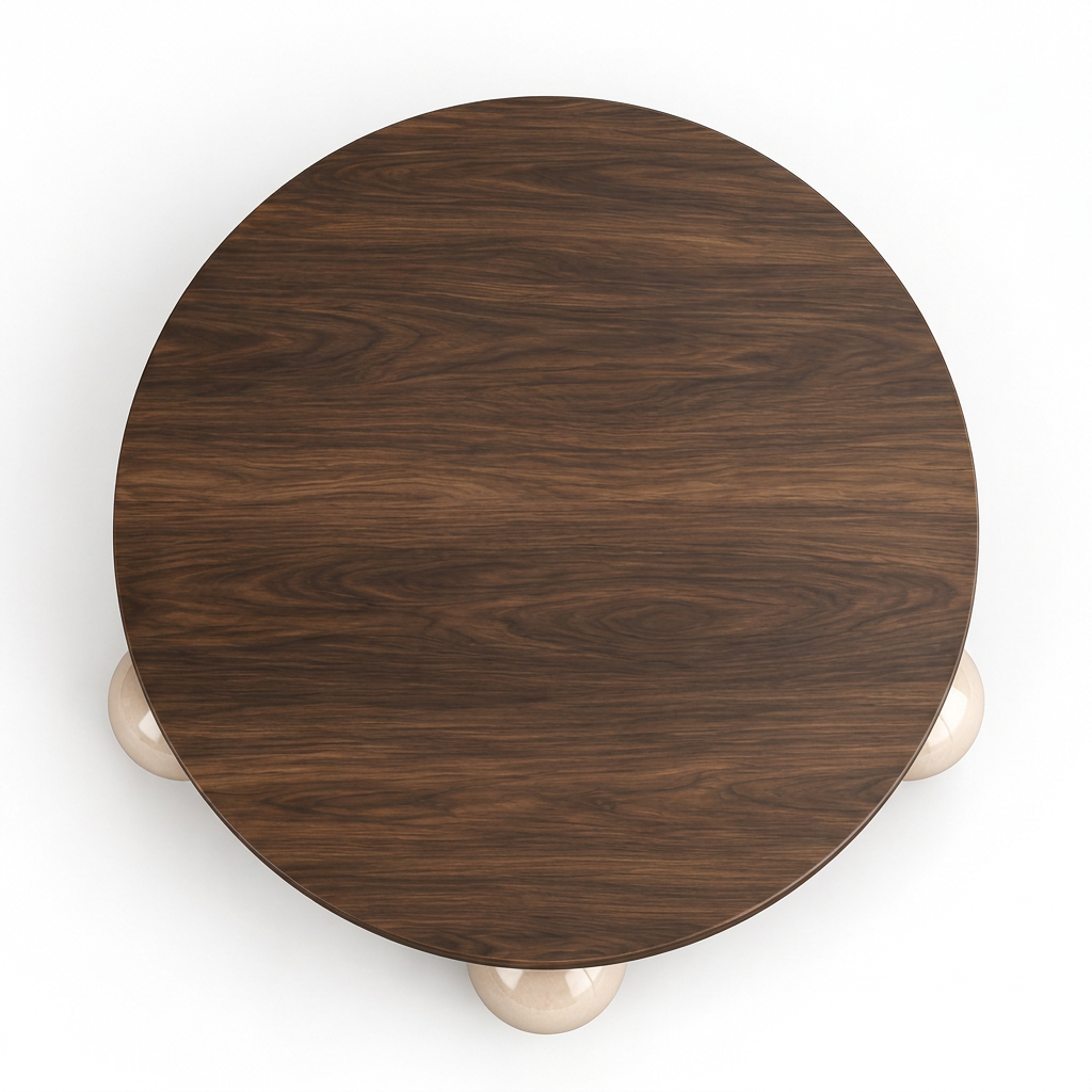 Overhead view of the Doro dark walnut tabletop