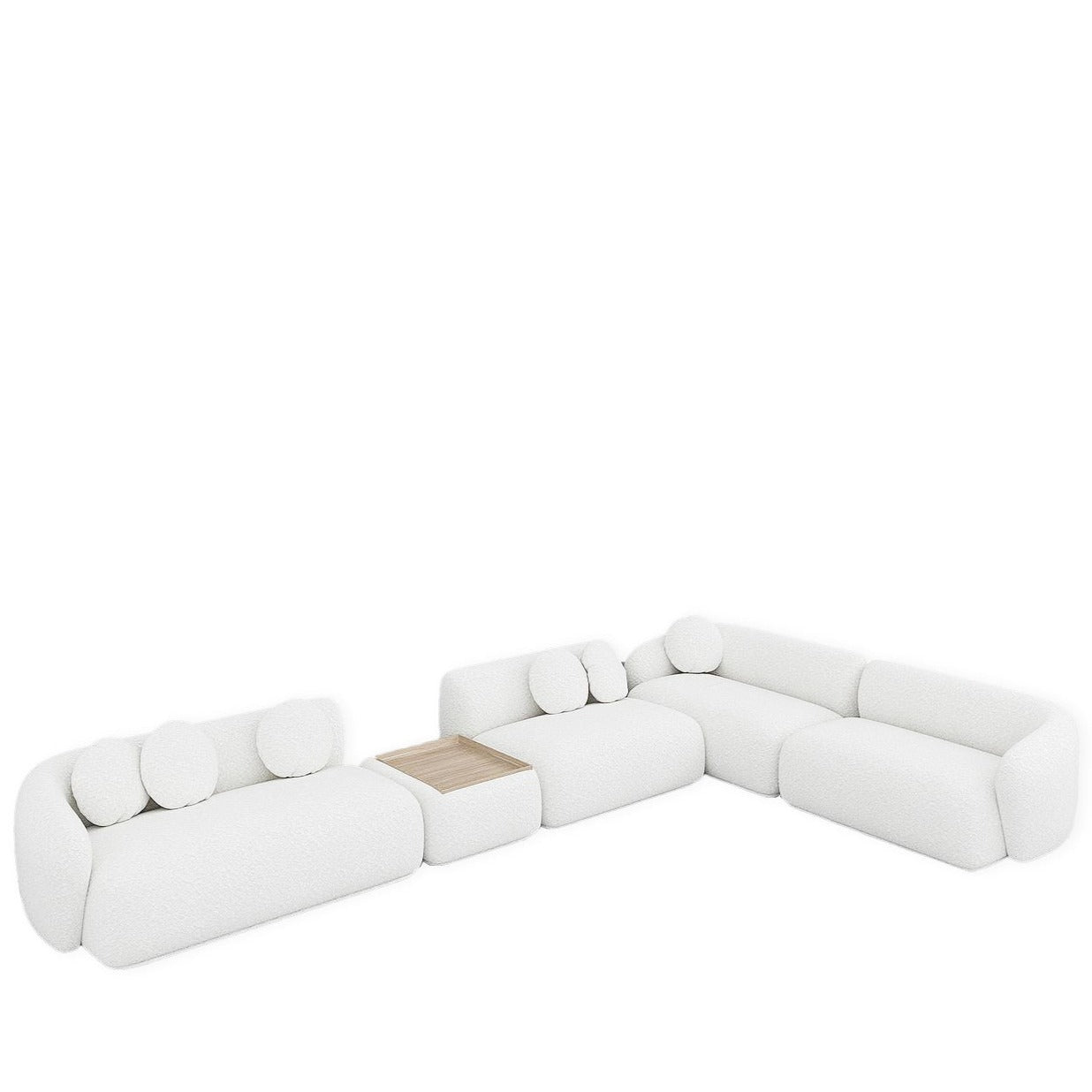 Cappy L-Shaped Modular Sofa / White Boucle