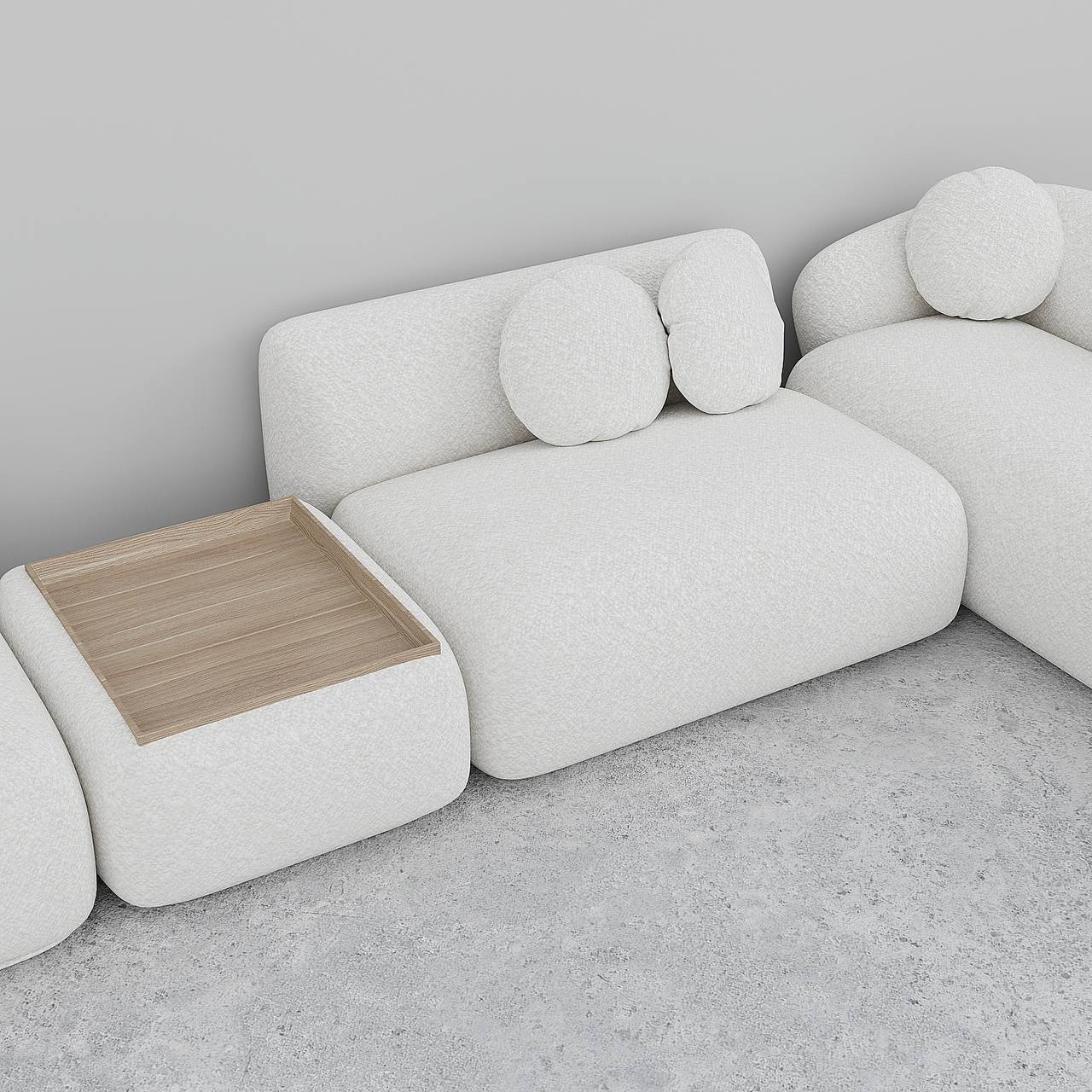 Cappy L-Shaped Modular Sofa / White Boucle